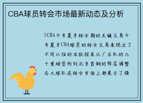 CBA球员转会市场最新动态及分析